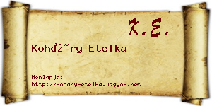 Koháry Etelka névjegykártya